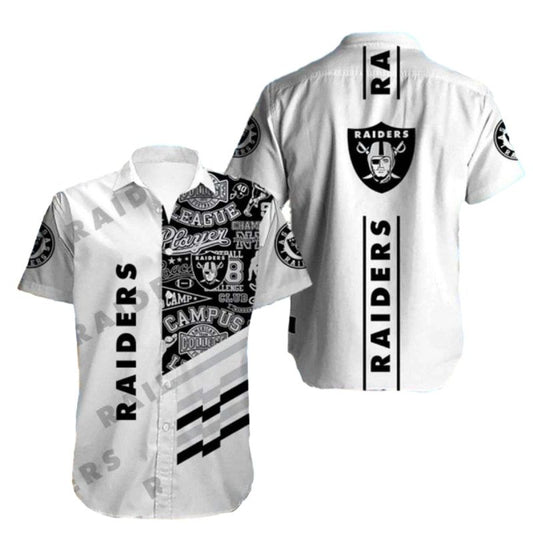 Las Vegas Raiders Campus White Hawaiian Shirt - Moonbestprint