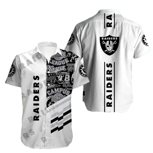 Las Vegas Raiders Campus White Hawaiian Shirt - Moonbestprint