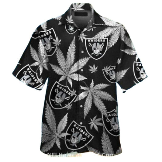 Las Vegas Raiders Cannabis Leaves And Team Logos Hawaiian Shirt - Moonbestprint