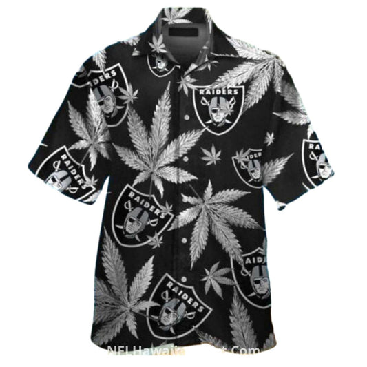Las Vegas Raiders Cannabis Leaves And Team Logos Hawaiian Shirt - Moonbestprint