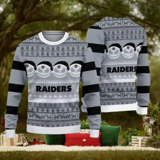 Las Vegas Raiders Christmas Reindeer Pattern Knitted Ugly Christmas Sweater, NFL Chritsmas Sweater Moonbestprint