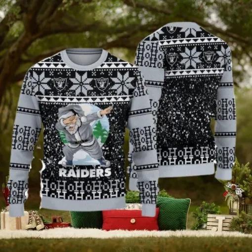 Las Vegas Raiders Dabbing Santa Ugly Christmas Sweater, NFL Chritsmas Sweater Moonbestprint