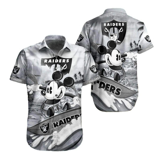 Las Vegas Raiders Disney Mickey Mouse Surfing Hawaiian Shirt - Moonbestprint