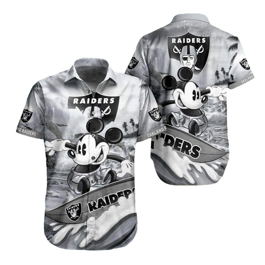 Las Vegas Raiders Disney Mickey Mouse Surfing Hawaiian Shirt - Moonbestprint