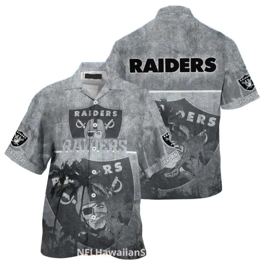 Las Vegas Raiders Distressed Shield Hawaiian Shirt - Moonbestprint