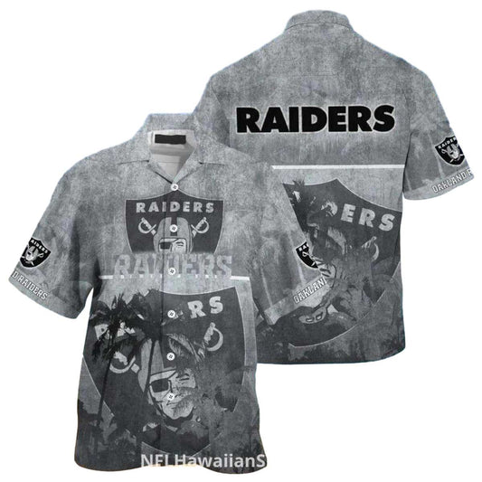 Las Vegas Raiders Distressed Shield Hawaiian Shirt - Moonbestprint