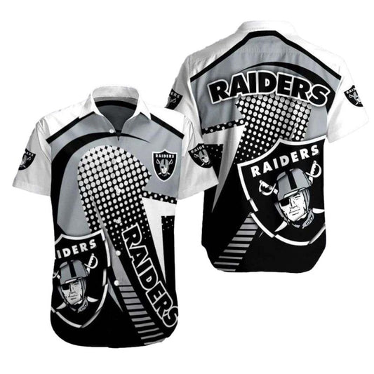 Las Vegas Raiders Dot Matrix Offense Halftone Pattern Hawaiian Shirt - Moonbestprint
