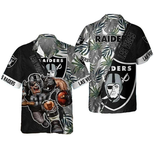 Las Vegas Raiders Football Beast Palm Leaves Hawaiian Shirt - Moonbestprint