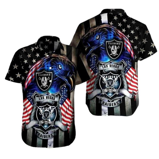 Las Vegas Raiders Freedom Flight Eagle Patriotic Hawaiian Shirt - Moonbestprint