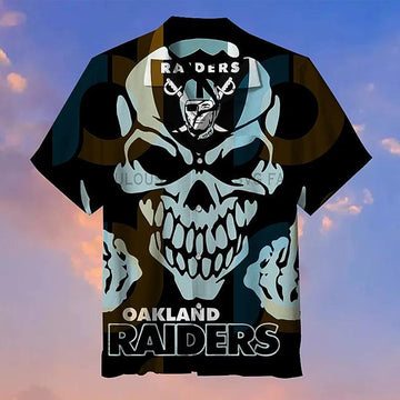 Las Vegas Raiders Full 3d Skull Hawaiian Shirt, NFL Hawaiian Shirt Moonbestprint
