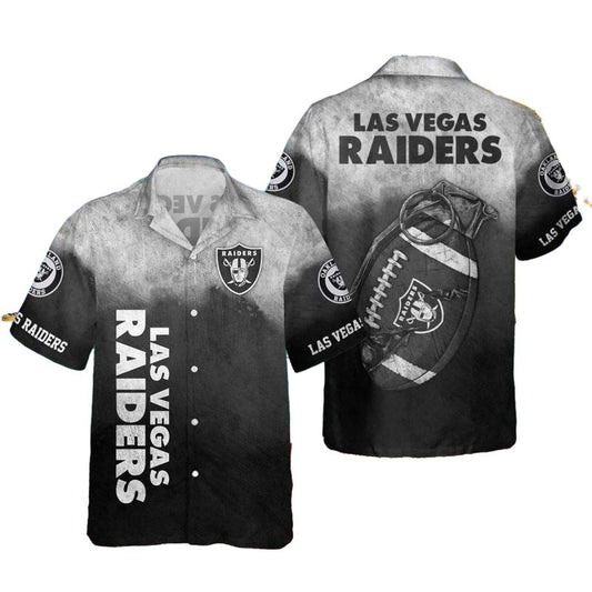 Las Vegas Raiders Gernade And Logo Retro Hawaiian Shirt - Moonbestprint