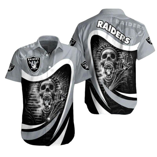 Las Vegas Raiders Ghostly Skull Hug Logo Hawaiian Shirt - Moonbestprint