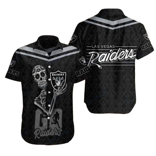Las Vegas Raiders Go Raider Sugar Skull Hawaiian Shirt - Moonbestprint