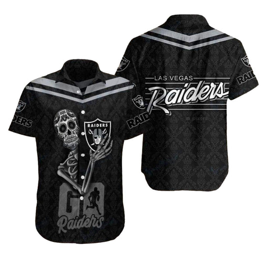 Las Vegas Raiders Go Raider Sugar Skull Hawaiian Shirt - Moonbestprint