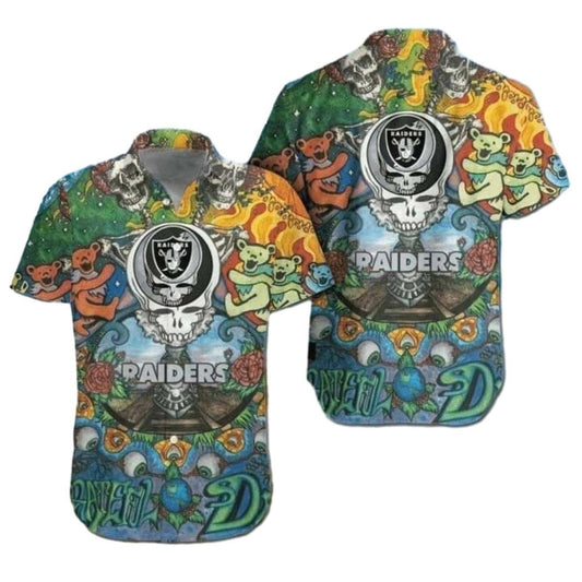 Las Vegas Raiders Grateful Bears Hawaiian Shirt - Moonbestprint