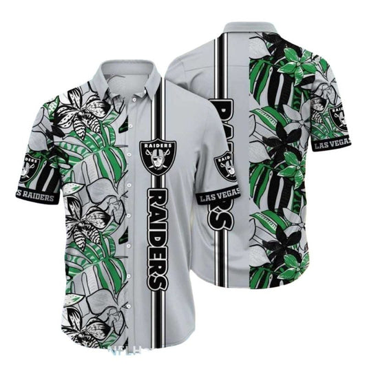 Las Vegas Raiders Green And White Orchid Tropical Style Hawaiian Shirt - Moonbestprint