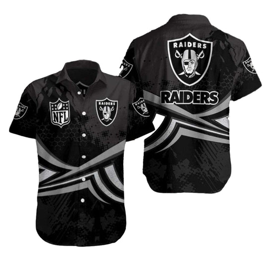 Las Vegas Raiders Gridiron Glamour Black Hawaiian Shirt - Moonbestprint