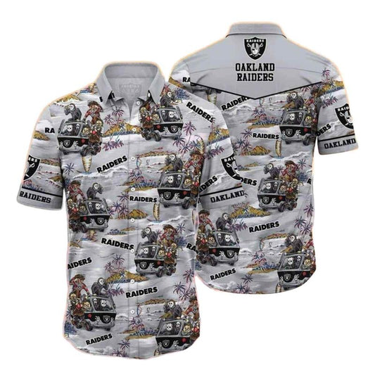 Las Vegas Raiders Halloween Characters Beach Hawaiian Shirt - Moonbestprint