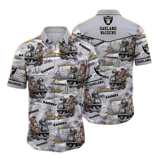 Las Vegas Raiders Halloween Characters Beach Hawaiian Shirt - Moonbestprint