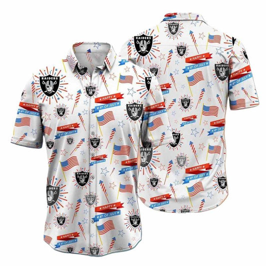 Las Vegas Raiders Happy 4Th Of July Hawaiian Shirt - Moonbestprint