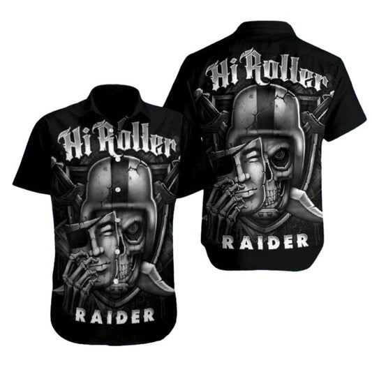 Las Vegas Raiders Hi Roller Skeleton Hawaiian Shirt - Moonbestprint