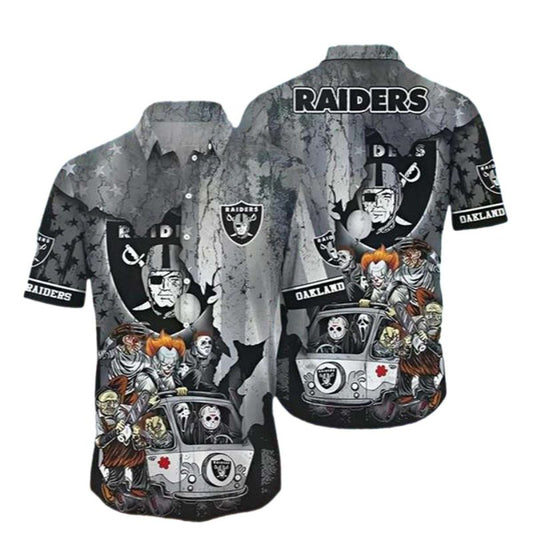 Las Vegas Raiders Horror Halloween Hawaiian Shirt - Moonbestprint