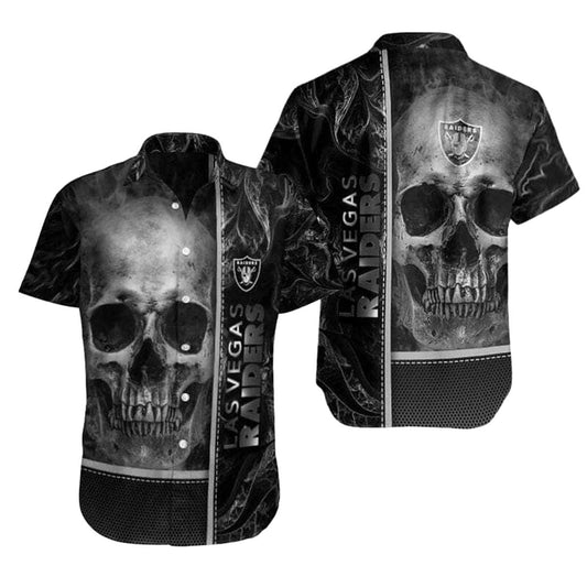 Las Vegas Raiders Horror Skull Black Hawaiian Shirt - Moonbestprint