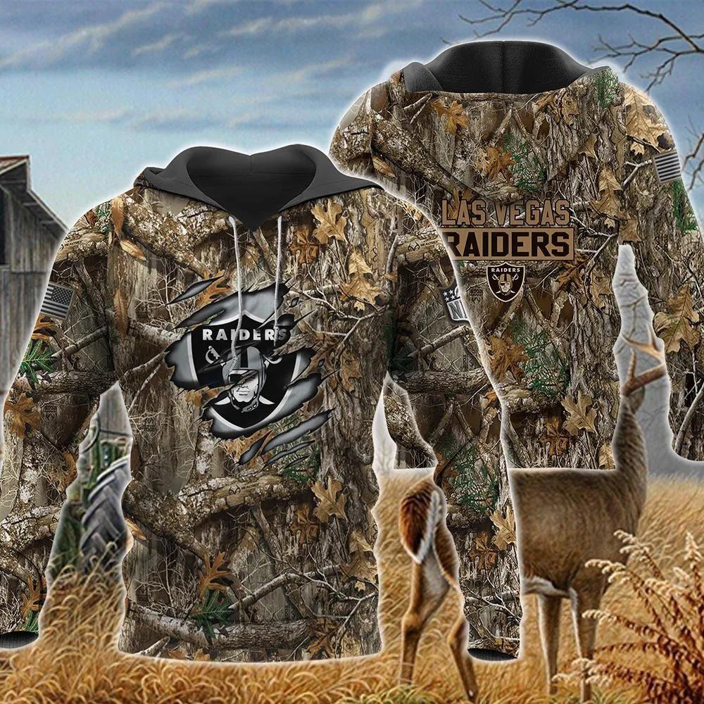 Las Vegas Raiders  Hunting Camo 3D Hoodie, NFL Hoodie Moonbestprint