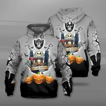 Las Vegas Raiders Jack Skellington 3D Hoodie, NFL Hoodie Moonbestprint