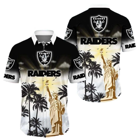 Las Vegas Raiders Liberties And Coconut Tree Hawaiian Shirt - Moonbestprint