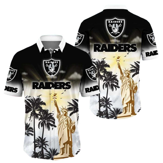 Las Vegas Raiders Liberties And Coconut Tree Hawaiian Shirt - Moonbestprint