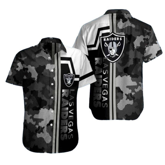Las Vegas Raiders Logo And Camo Vintage Hawaiian Shirt - Moonbestprint