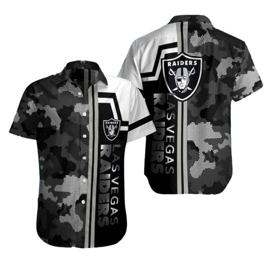 Las Vegas Raiders Logo And Camo Vintage Hawaiian Shirt - Moonbestprint