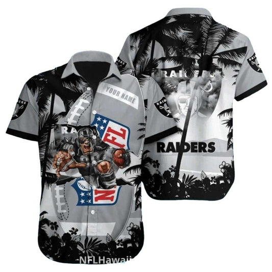 Las Vegas Raiders Logo And Mascot Coconut Tropical Hawaiian Shirt - Moonbestprint