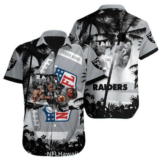 Las Vegas Raiders Logo And Mascot Coconut Tropical Hawaiian Shirt - Moonbestprint