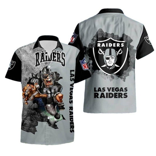 Las Vegas Raiders Logo And Mascot Hawaiian Shirt - Moonbestprint