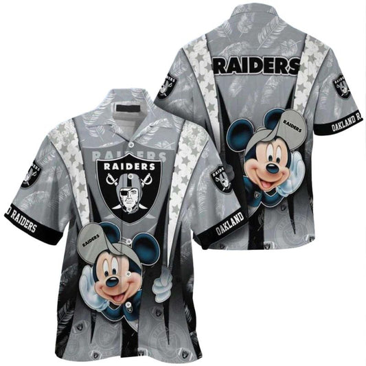 Las Vegas Raiders Logo And Mickey Mouse Hawaiian Shirt - Moonbestprint