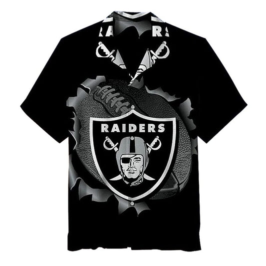 Las Vegas Raiders Logo Ball Black Hawaiian Shirt - Moonbestprint