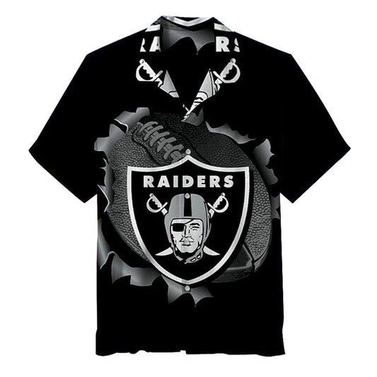 Las Vegas Raiders Logo Ball Black Hawaiian Shirt - Moonbestprint