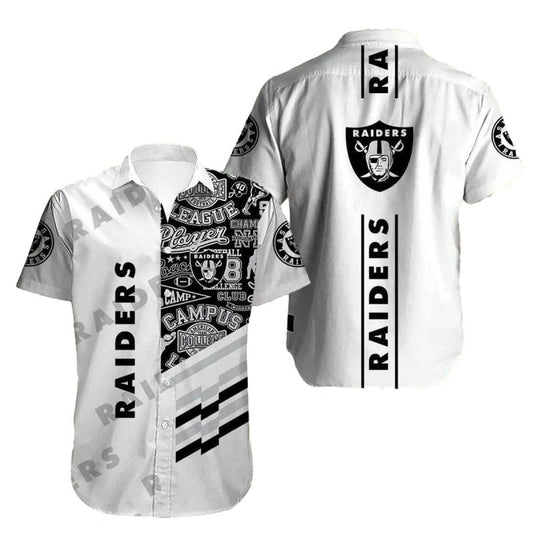 Las Vegas Raiders Logo Lovely White Hawaiian Shirt - Moonbestprint