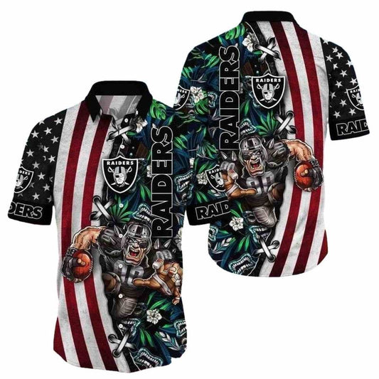 Las Vegas Raiders Mascot Patriotic Hawaiian Shirt - Moonbestprint