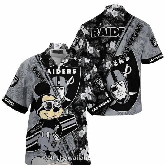 Las Vegas Raiders Mickey Tropical Sunset Hawaiian Shirt - Moonbestprint