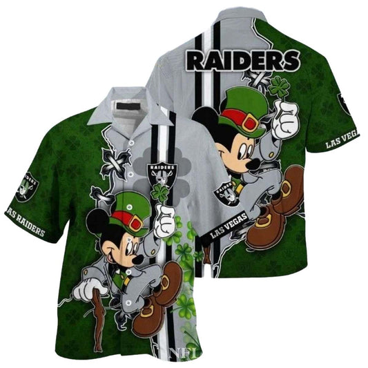 Las Vegas Raiders Mickeys Saint Patricks Day Hawaiian Shirt - Moonbestprint