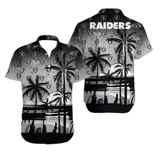 Las Vegas Raiders Palm Tree Beach Hawaiian Shirt - Moonbestprint