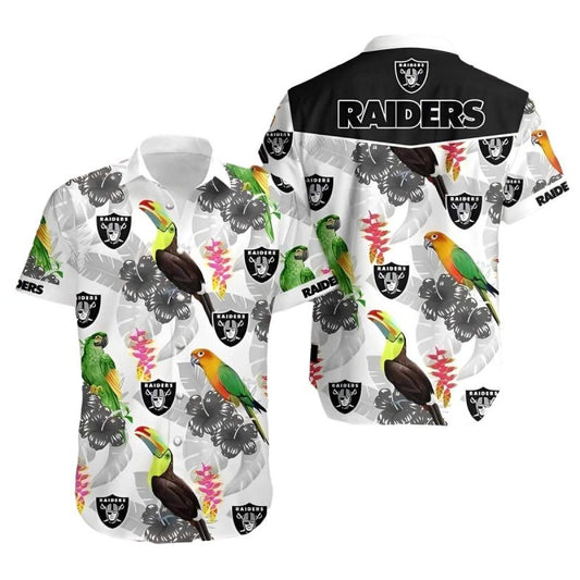 Las Vegas Raiders Parrot Pattern Hawaiian Shirt - Moonbestprint