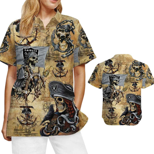 Las Vegas Raiders Pirates Retro Hawaiian Shirt - Moonbestprint