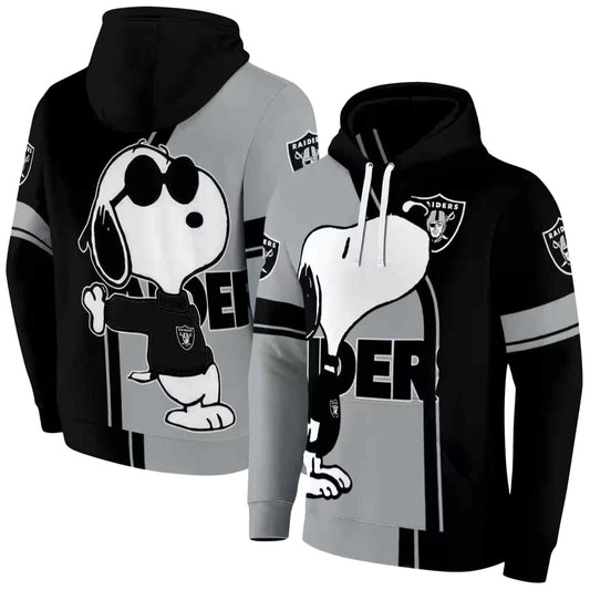 Las Vegas Raiders Playful Snoopy Black AOP Hoodie - Moonbestprint