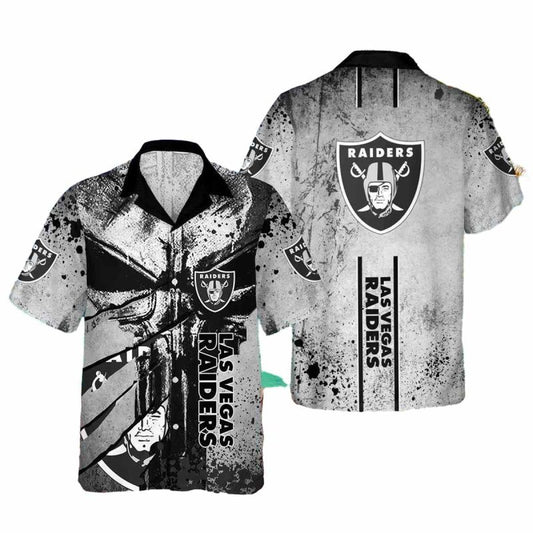 Las Vegas Raiders Punisher Skull Retro Hawaiian Shirt - Moonbestprint