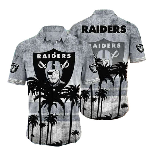 Las Vegas Raiders Retro Coconut Tree And Logo Hawaiian Shirt - Moonbestprint