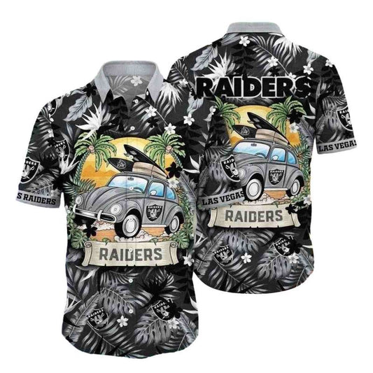 Las Vegas Raiders Roadtrip Palm Leaves Hawaiian Shirt - Moonbestprint
